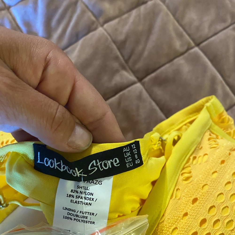 One piece Yellow mesh bathing suits